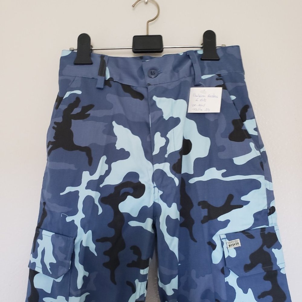 Blue camo cargo pants